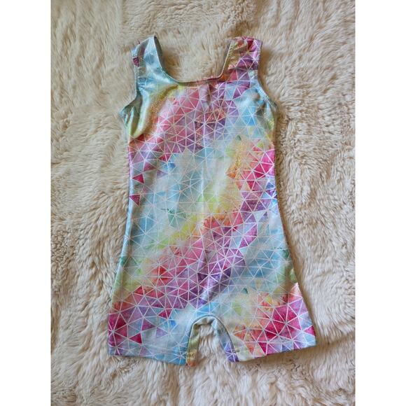 Rainbow Mosaic Dance Gymnastics Biketard Leotard size 110,  5years - Picture 1 of 4